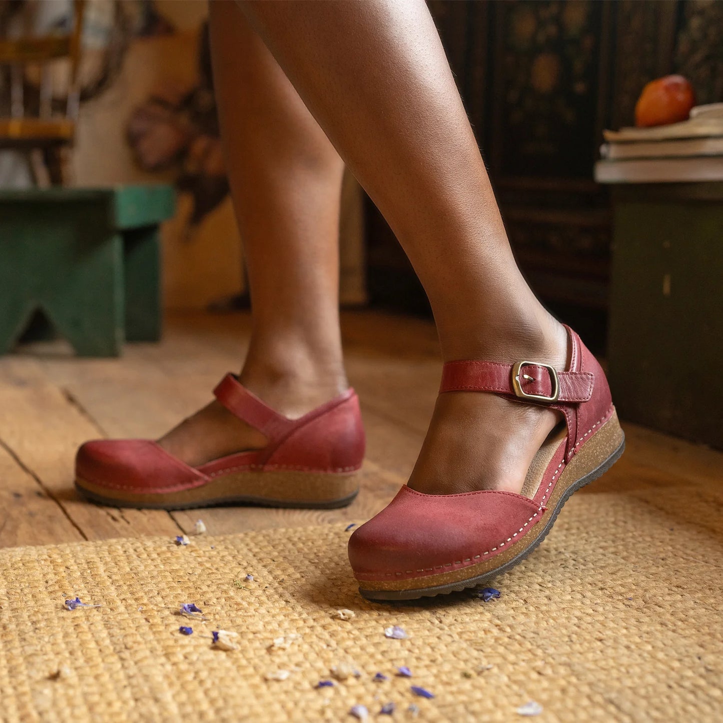 Dansko Mae Red Burnished Suede