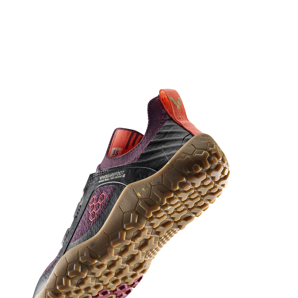 Vivobarefoot Primus Trail Knit FG Juniors Huckleberry/ Molten Lava