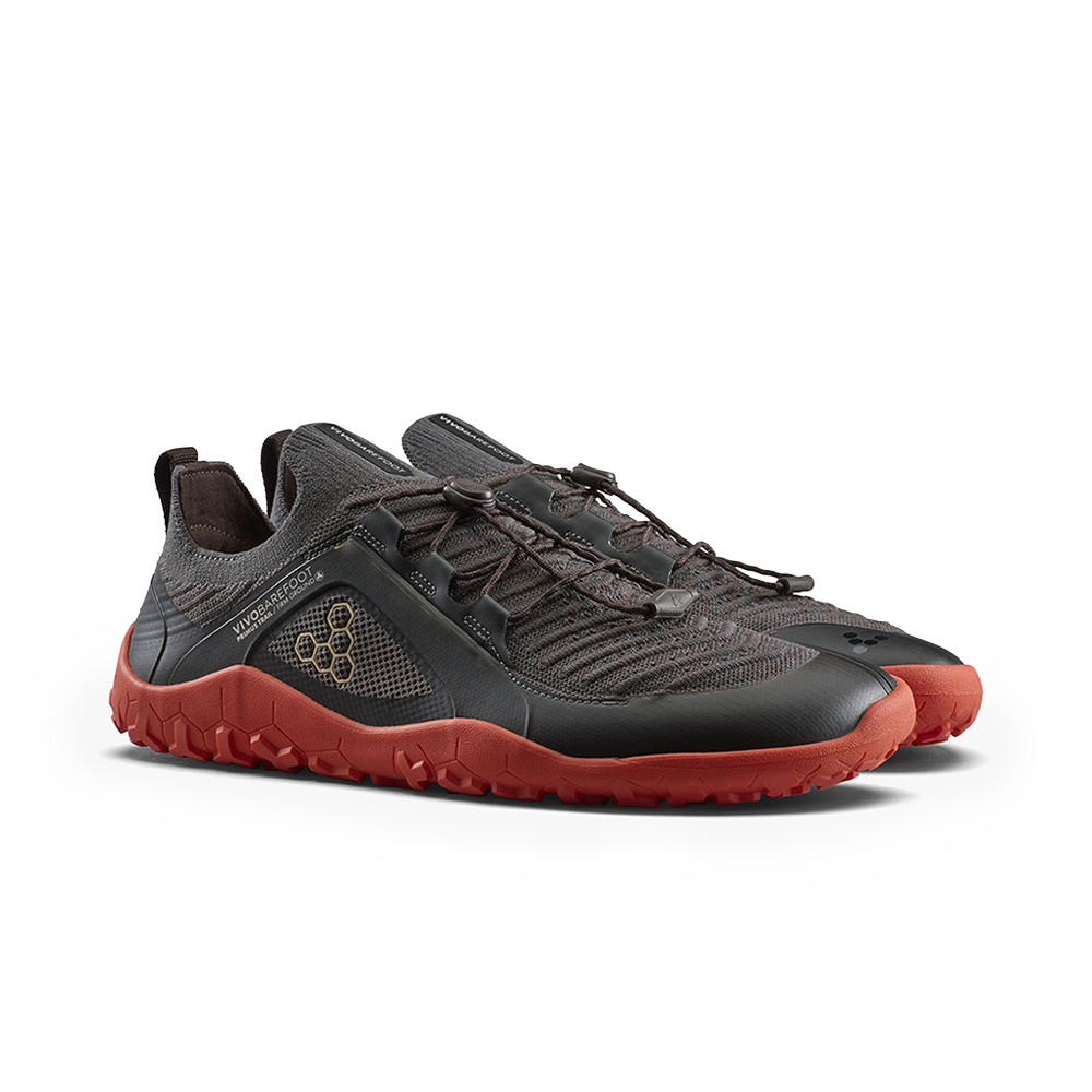 Vivobarefoot Primus Trail Knit FG Mens Obsidian/Cherry Tomato
